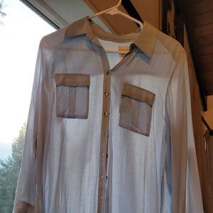 Lovely Chico's flowy, lightweight, pale blue blouse size 1